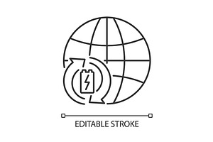 Global Battery Recycling Linear Icon