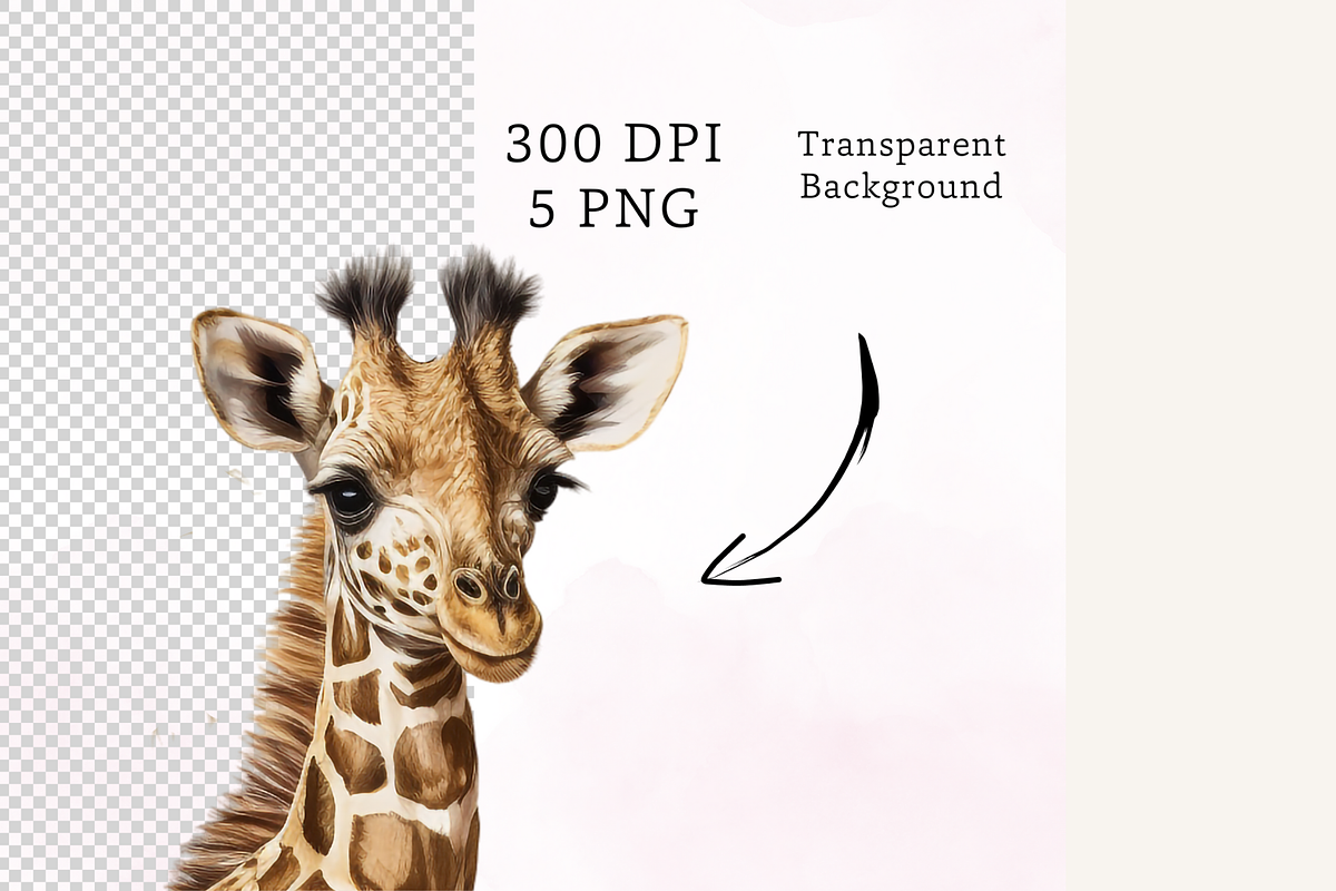 Watercolor Cute Giraffe  Clipart, an Animal Illustration by TimCanvaTemplate (Photo 3 of 3)