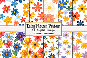 Daisy Flower Seamless Pattern, an Illustration by OK Design (Thumbnail 1 of 4)