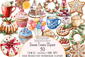Watercolor Sweet Treats Clipart