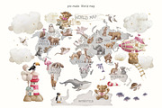 Animal ABC World map watercolor set, an Animal Illustration by TanyaSchuka (Thumbnail 12 of 22)