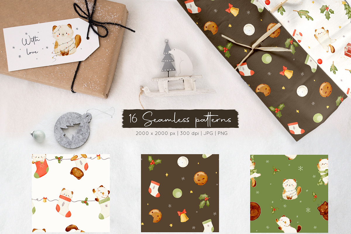 Meowy Christmas collection, an Animal Illustration by AfonshinaArt (Photo 3 of 9)