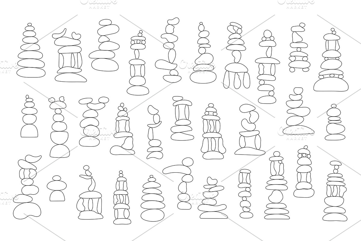 Zen Stones cairns vector clipart, a Decorative Illustration by Contes_de_fée (Photo 3 of 4)