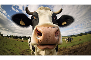 cute smiling cow ai generated, an Animal Photo by pikepicture