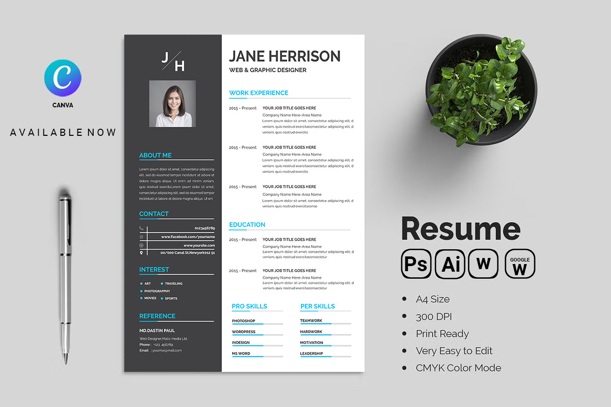 Professional Resume CV Template, a Resume Template by Blackcloud_Creations (Photo 6 of 7)