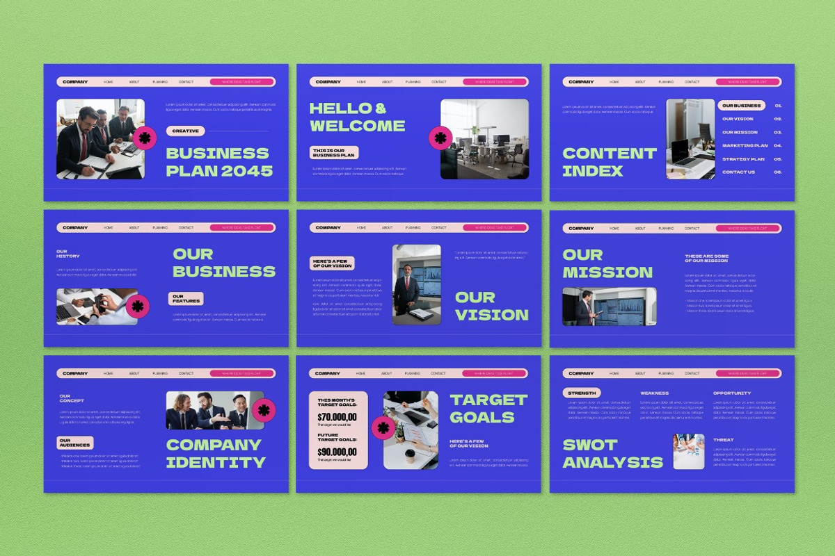 Blue Business Plan Google Slide, a Presentation Template by graphicook (Photo 2 of 5)