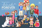 Forever Friends – Watercolor Kids, a Person Illustration by CreativeValuation (Thumbnail 1 of 12)
