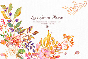 Long Summer Flowers - Watercolor Set