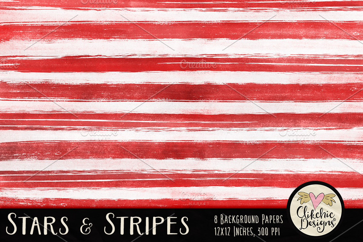 Watercolor Stars & Stripes Textures, a Texture Graphic by Clikchic Designs (Photo 3 of 5)