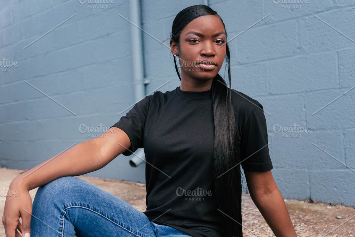 Black T-Shirt Mockup Stock Photos, a Person Photo by Eye for Ebony (Photo 2 of 7)