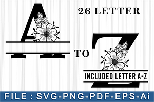 Floral Split Letters SVG