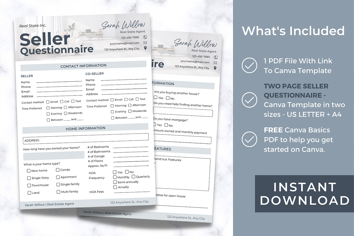 Real Estate Seller Questionnaire, a Stationery Template by Jennifer Magri Templates (Photo 4 of 8)