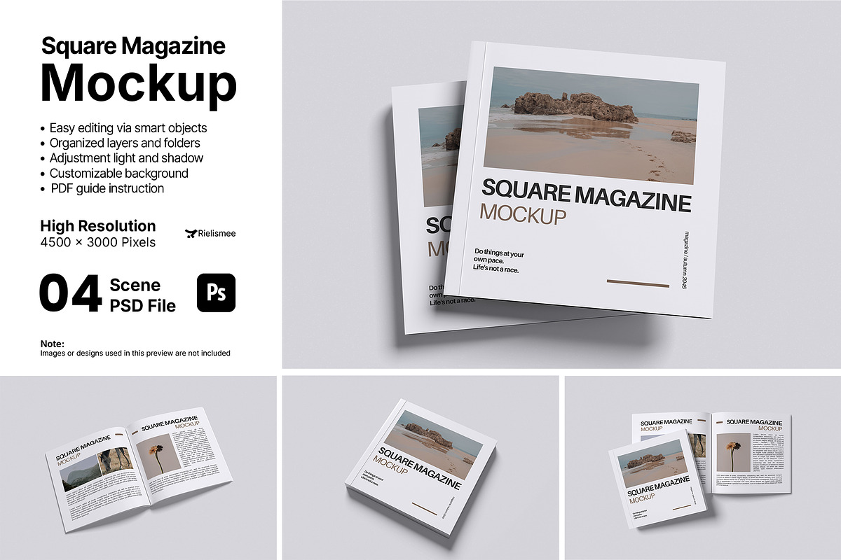 Square Magazine Mockup Bundle Set, a Books & Magazine Mockup by Rielismee (Photo 1 of 5)