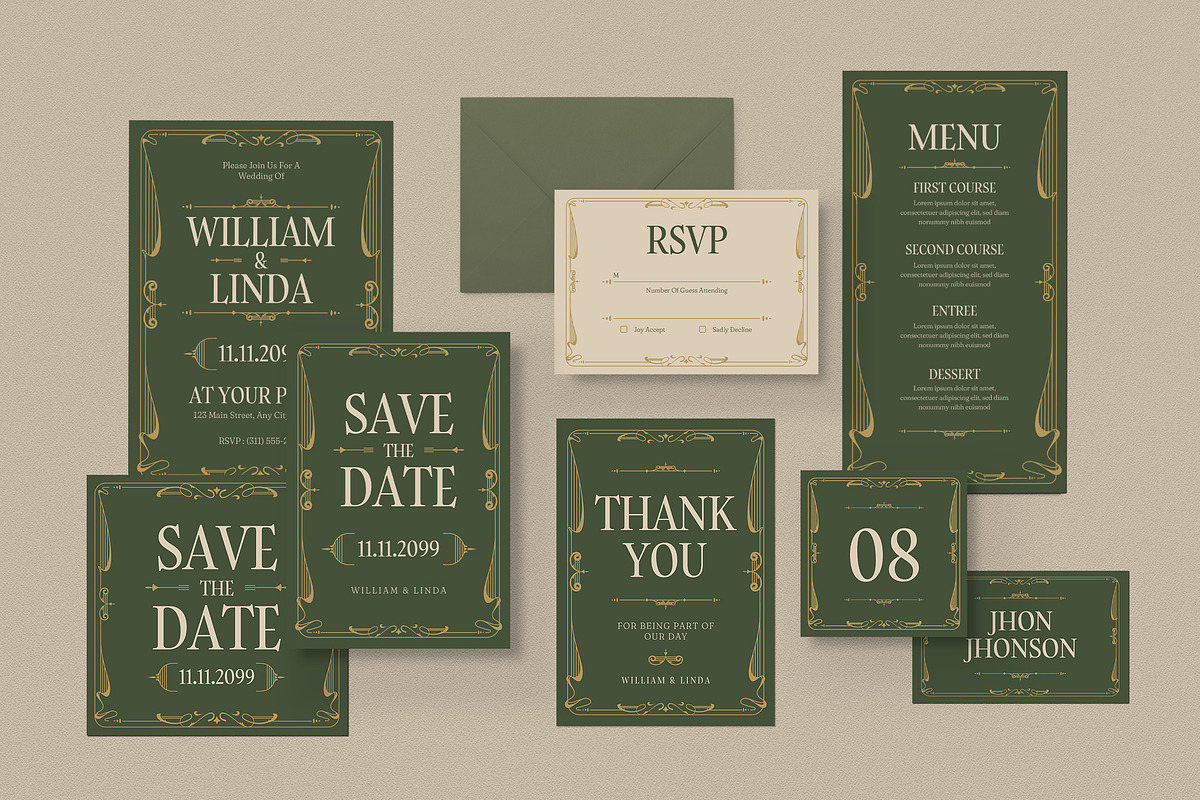 Victorian Wedding Invitation Suite, a Card Template by Guuver (Photo 1 of 3)