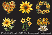 Black Eyed Susan Watercolor Cliparts, an Illustration by RobertsArt (Thumbnail 3 of 7)
