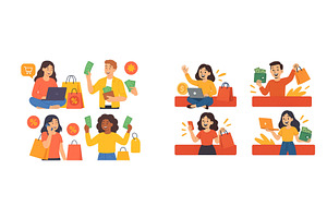 People engaging in online shopping, an Object Illustration by ZinetroN