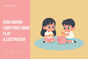 Kids Saving Coin Piggy Bank Flat, a Person Illustration by Partikusi Design (Thumbnail 1 of 3)