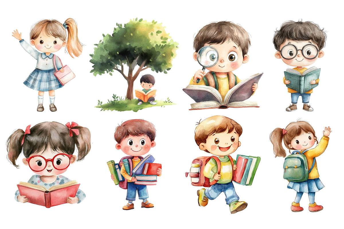 School Kids Clipart PNG, an Illustration by SinaCreation (Photo 3 of 5)