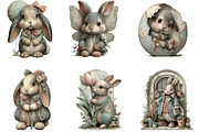 Watercolor Easter Bunny Clipart, an Illustration by DreamArtGraphic (Thumbnail 3 of 5)