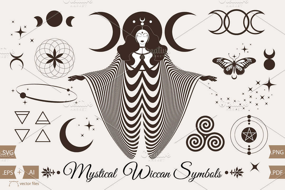 Mystical Wiccan Pagan Symbols, an Object Graphic by GraphicRedStudio (Photo 1 of 4)