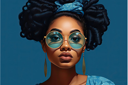 beautiful black woman in glasses, a Beauty & Fashion Photo by Neirfy