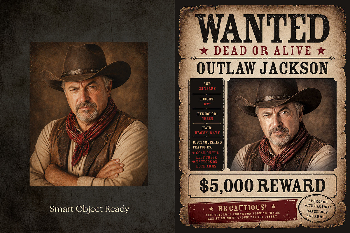 Vintage Wild West Wanted Poster, a Poster Template by BrandPacks (Photo 5 of 6)