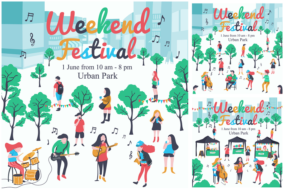 Music band at festival set, a Person Illustration by Wanwiss (Photo 2 of 6)