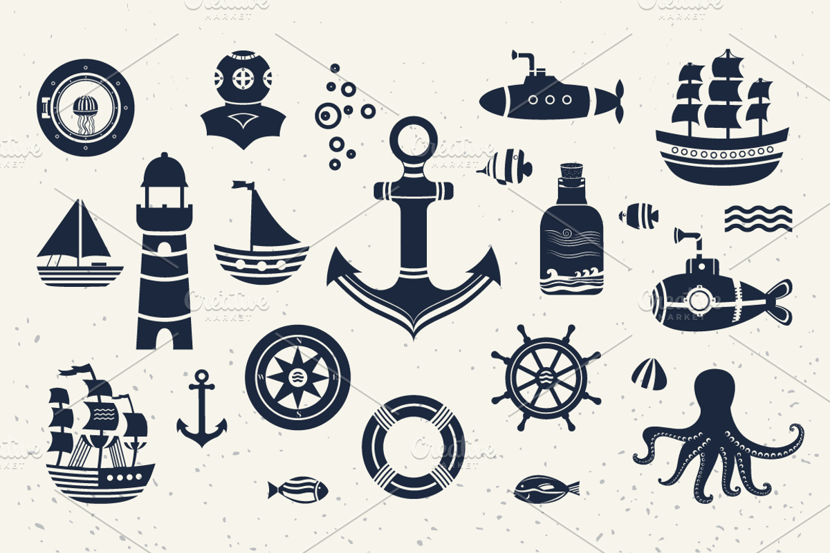 Vintage marine illustrations, a Texture Illustration by Dasha Efremova (Photo 5 of 7)