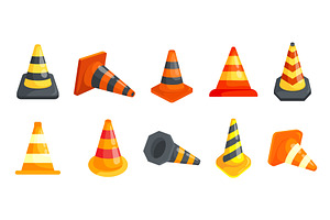 Cartoon traffic cones. Road orange, an Illustration by Stock-Smart-Start
