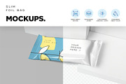 Small Slim Foil Bag Mockups, a Packaging Mockup by megostudi0 (Thumbnail 3 of 7)