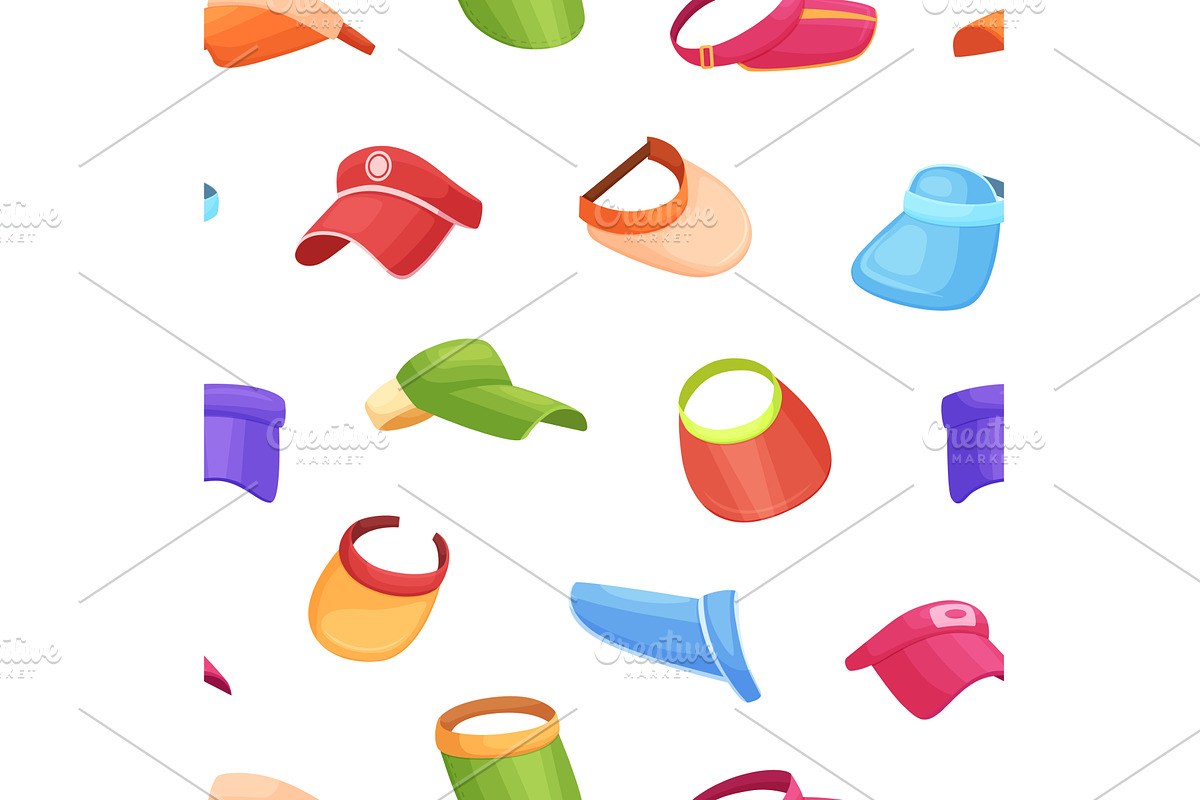 Visor caps seamless pattern. Sport, an Object Illustration by LadadikArt