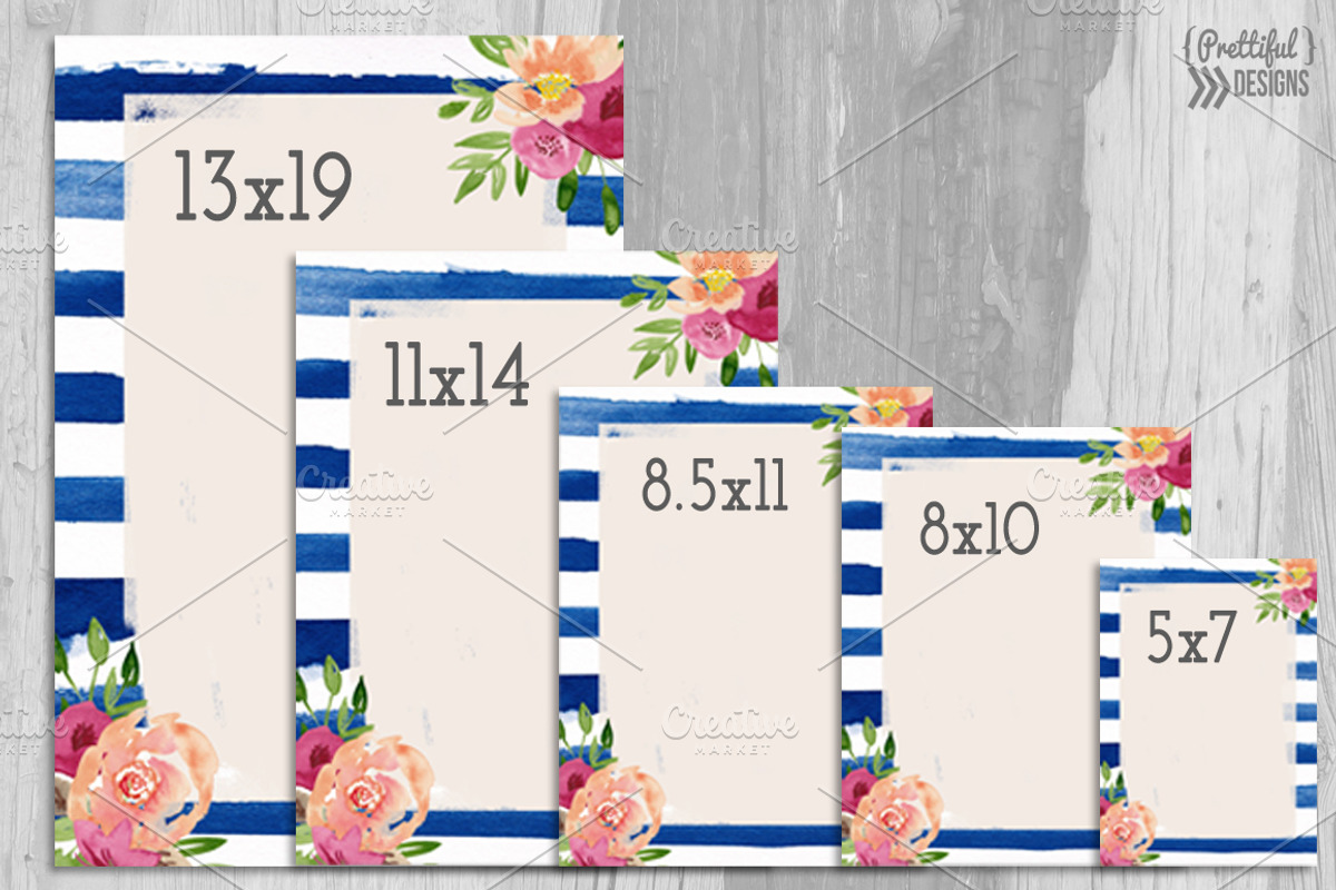 Watercolor striped floral poster, a Flyer Template by Prettiful Designs (Photo 2 of 3)