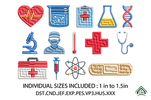 Medical Embroidery Design Bundle, an Illustration by Craft Nest