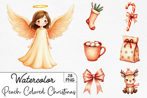 Peach Colored Christmas Clipart, an Illustration by CrexoraLab