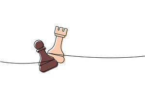 Minimalist line art of a pawn and, an Illustration by GraphiShop