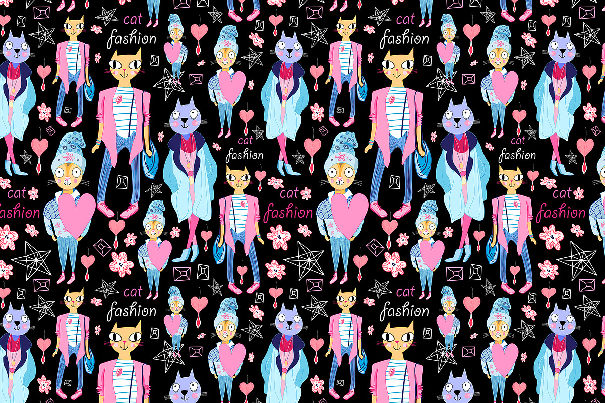 8 Fun bright patterns with cats, a Pattern Graphic by Tanor (Photo 9 of 9)
