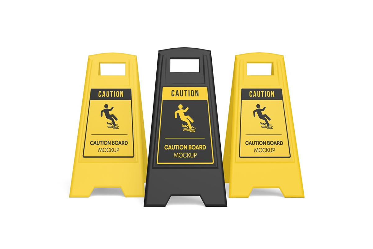 Caution Board Mockups, an Advertising Mockup by AndikaGraphic (Photo 5 of 6)
