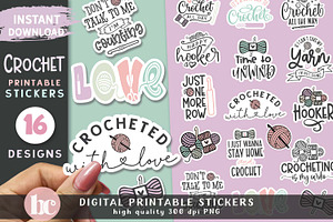 Funny Crochet Stickers Pack PNG