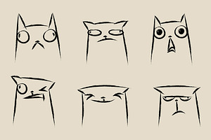 Set of cats emotions. Cats faces.