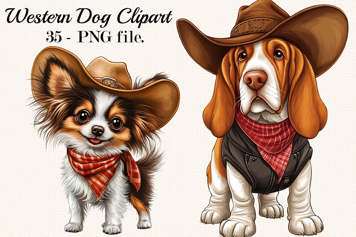 Cute Western Cowboy Dogs Clipart, an Animal Illustration by SVGArt (Photo 1 of 5)