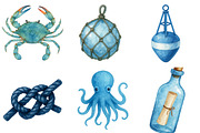Watercolor Blue Nautical Collection, an Illustration by Watercolor design (Thumbnail 2 of 4)