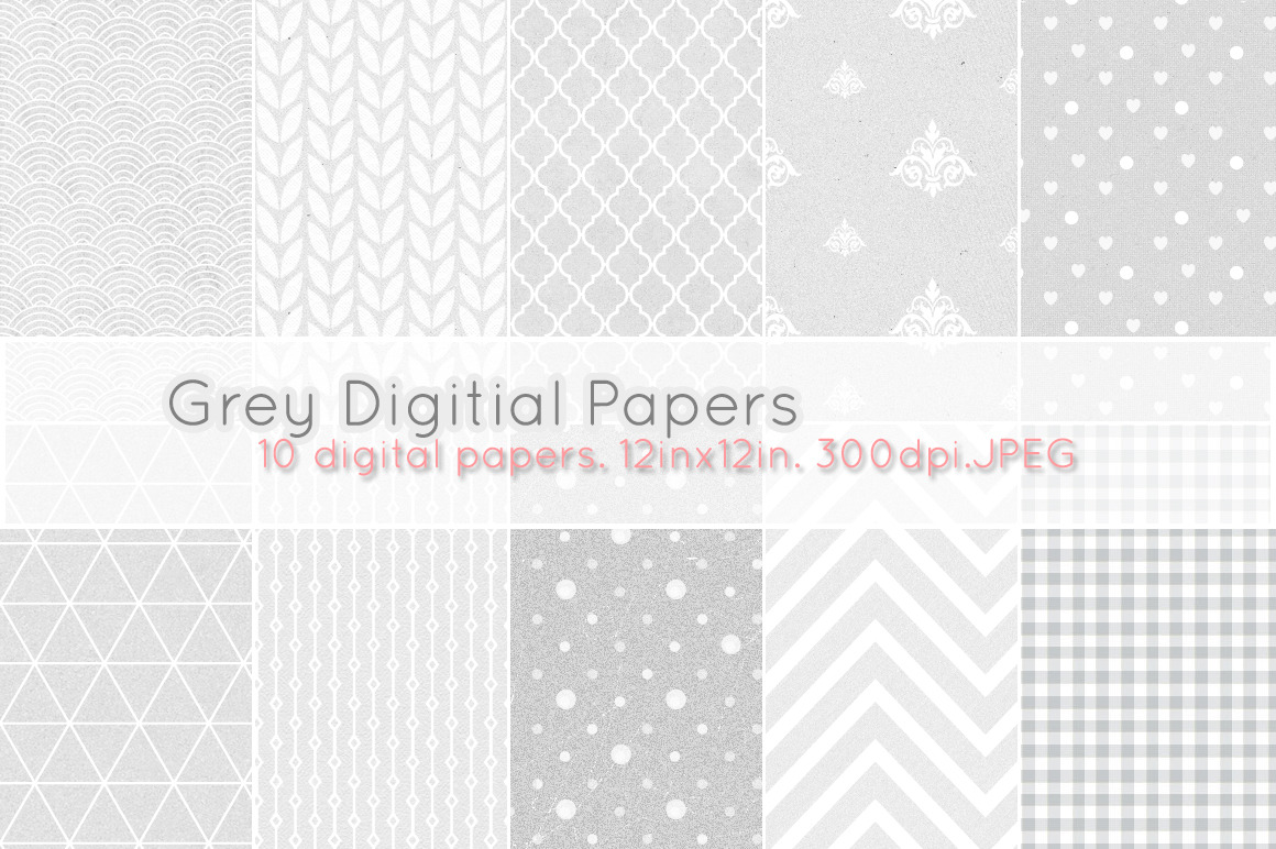 Grey digital papers, a Pattern Graphic by TeaBerry