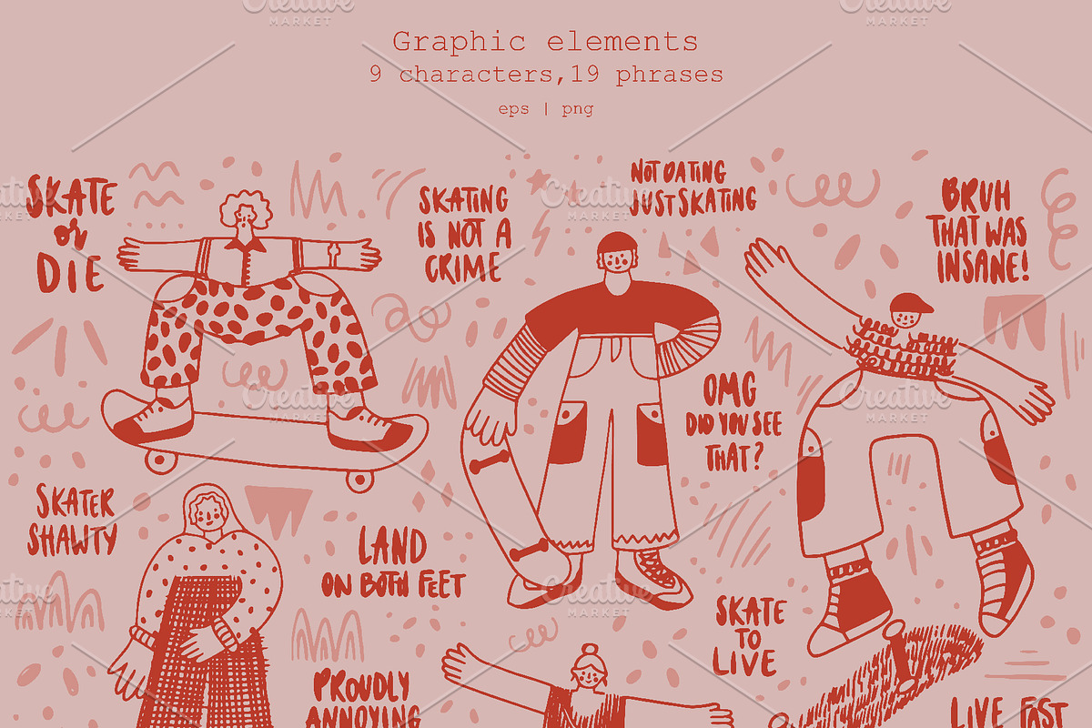A collection of playful skaters, a Person Illustration by lexminci (Photo 2 of 10)