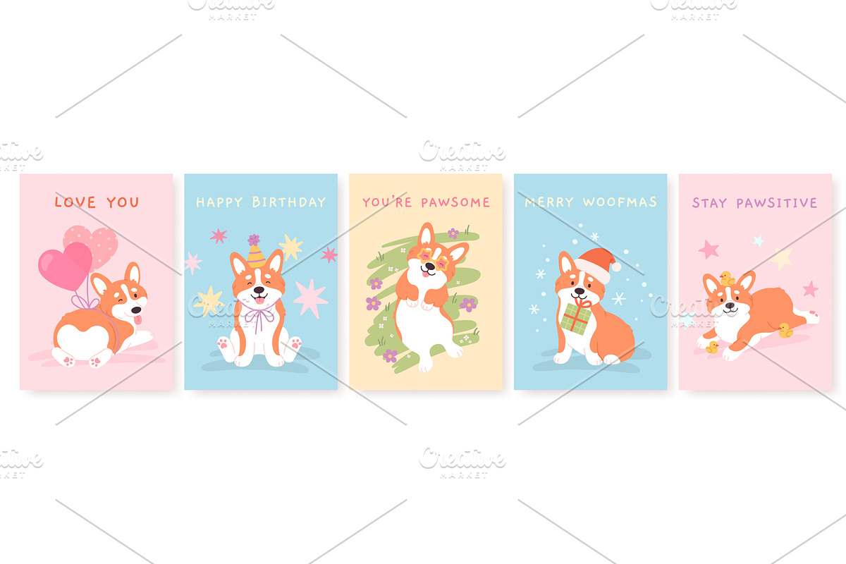 Corgi posters. Positive postcards, an Illustration by LadadikArt