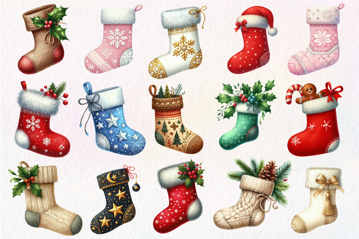 Christmas Stokings Clipart, an Illustration by Dream Creation (Photo 3 of 4)