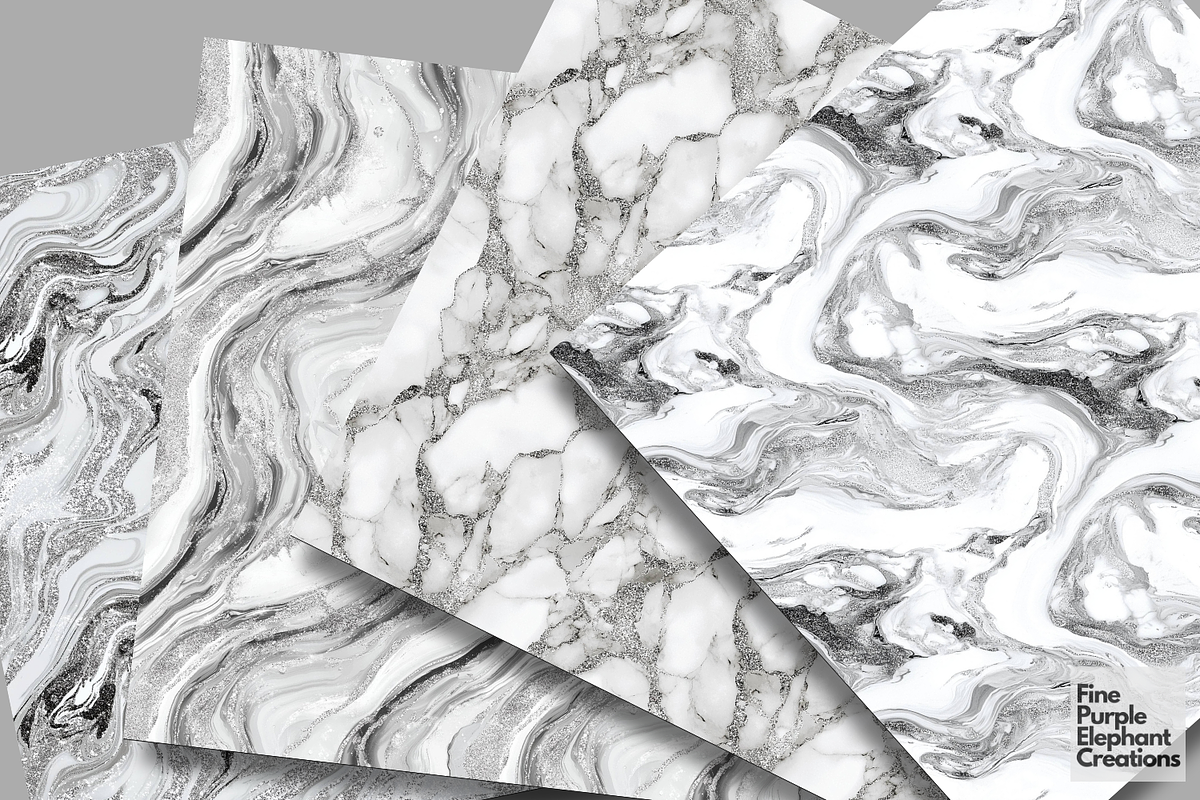 White Silver Marble Texture Granite, a Pattern Graphic by Fine Purple Elephant (Photo 2 of 5)