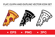 Pizza Slice Icon Set -3 Styles, an Outline Icon by Artonix (Thumbnail 1 of 2)