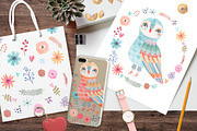 Watercolor owls clipart, a Texture Illustration by Anna Guz's Store (Thumbnail 5 of 5)