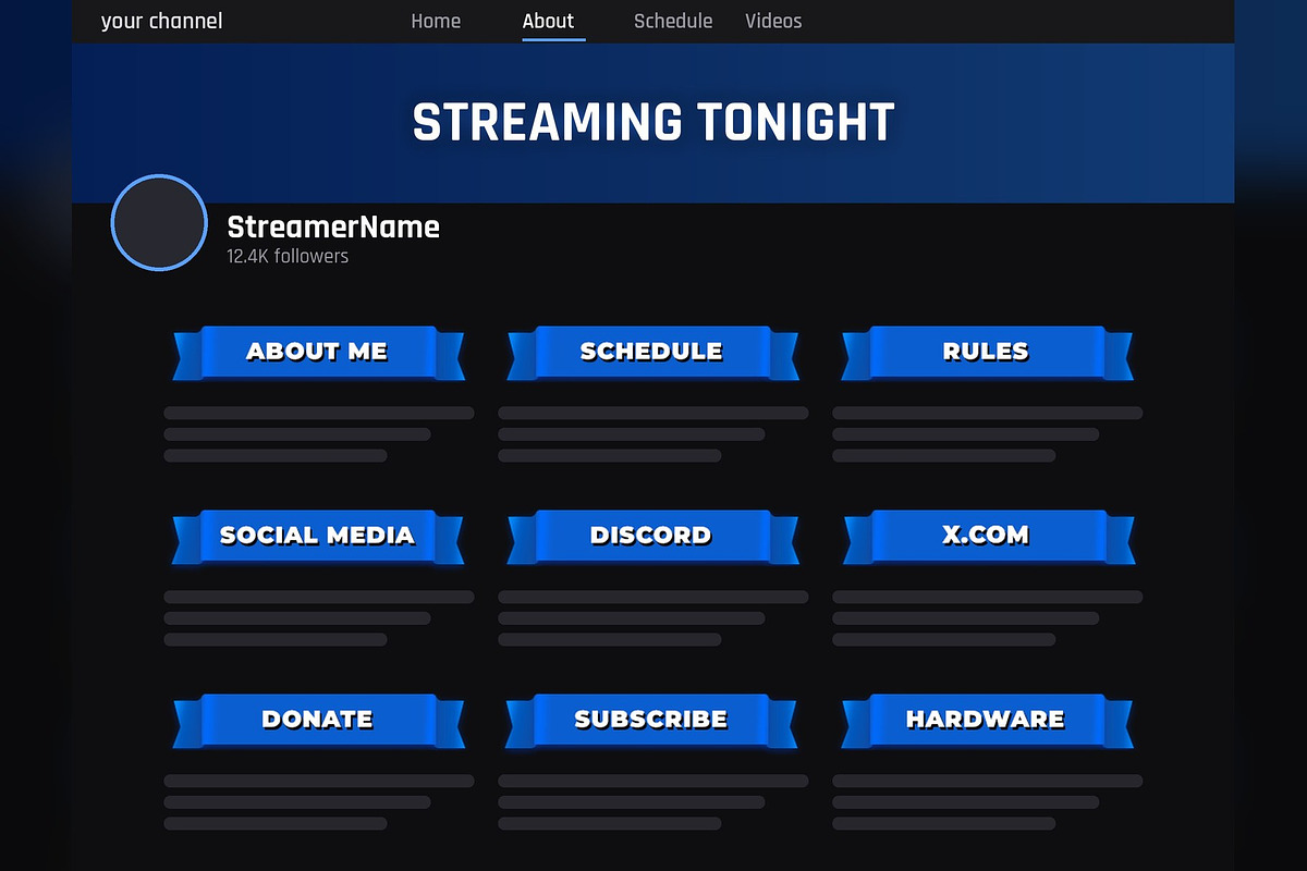 Banner Style Twitch & Kick Panels, an Object Graphic by Gear Store (Photo 3 of 5)