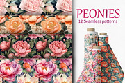Peony Flowers Seamless Patterns, a Pattern Graphic by ArtIrisArt (Thumbnail 1 of 12)